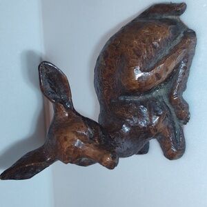 Vintage CAS Carved Wooden Deer Doe Fawn Figurine Statue Decor Piece